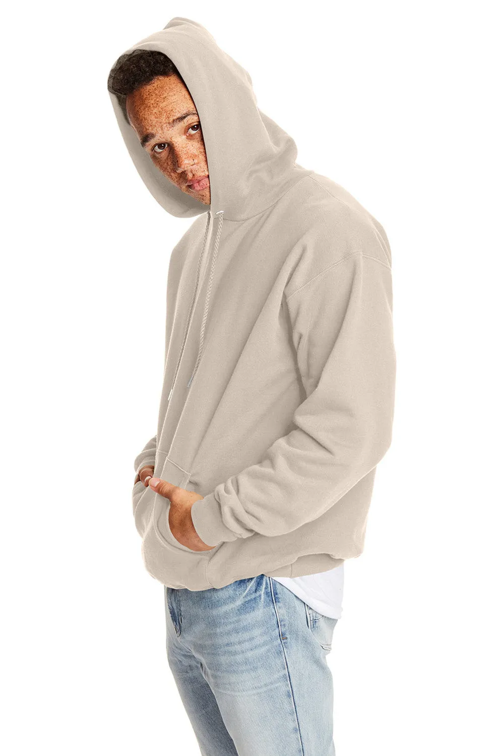 Hanes Mens Ultimate Cotton PrintPro XP Pill Resistant Hooded Sweatshirt Hoodie w/ Pouch Pocket - Sand