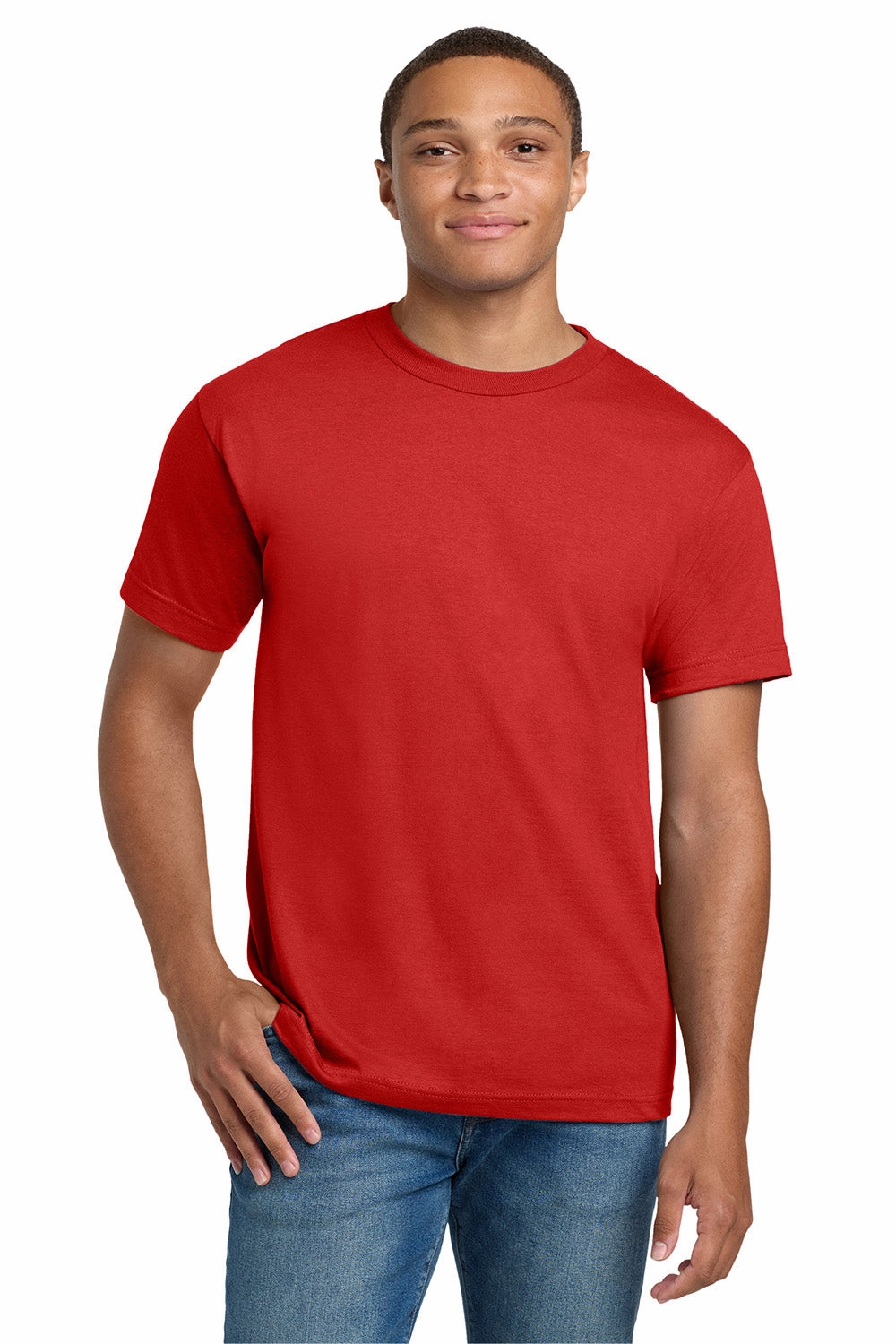 Hanes Mens Beefy-T Short Sleeve Crewneck T-Shirt - Athletic Red