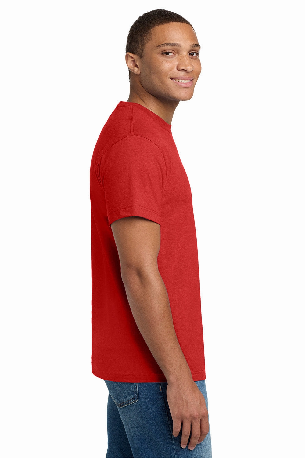 Hanes Mens Beefy-T Short Sleeve Crewneck T-Shirt - Athletic Red