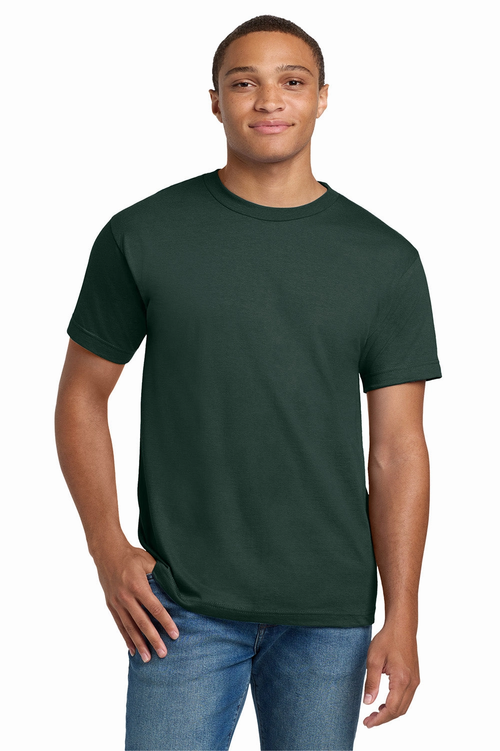 Hanes Mens Beefy-T Short Sleeve Crewneck T-Shirt - Deep Forest Green