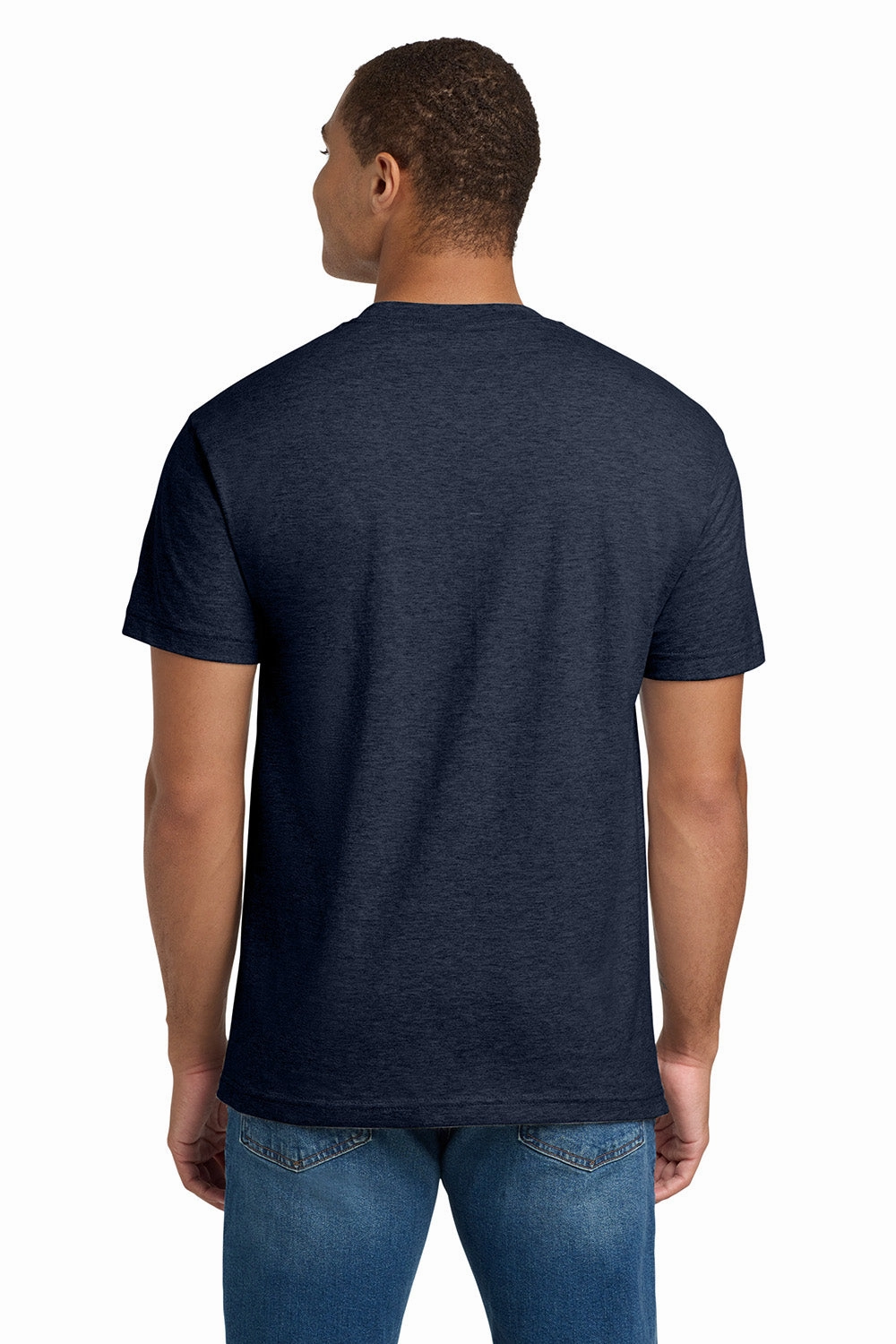 Hanes Mens Beefy-T Short Sleeve Crewneck T-Shirt - Heather Navy Blue