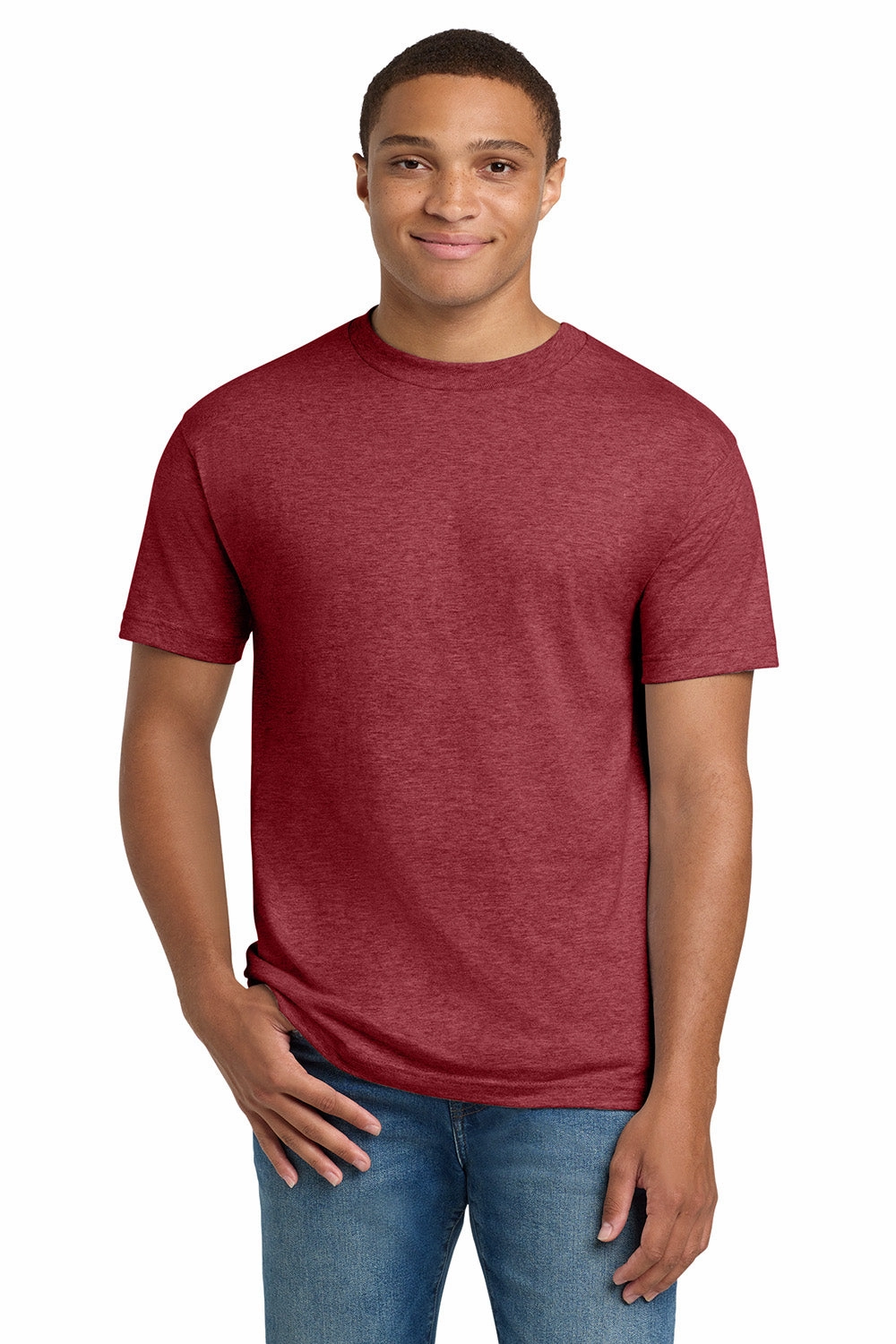 Hanes Mens Beefy-T Short Sleeve Crewneck T-Shirt - Heather Red