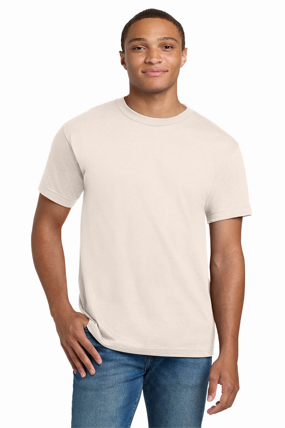 Hanes Mens Beefy-T Short Sleeve Crewneck T-Shirt - Natural