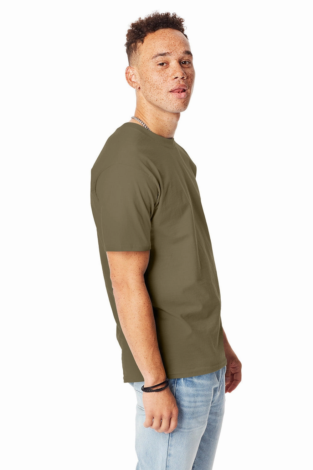 Hanes Mens Beefy-T Short Sleeve Crewneck T-Shirt - Oregano