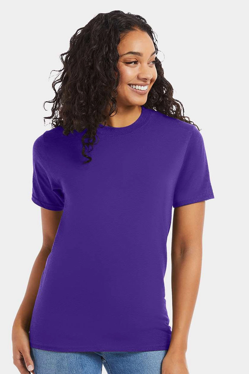 Hanes Mens Beefy-T Short Sleeve Crewneck T-Shirt - Purple