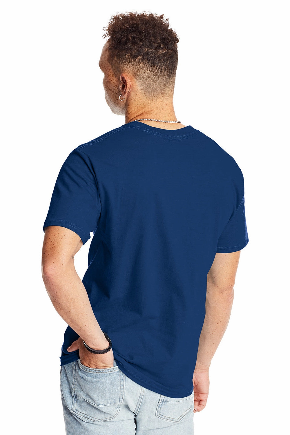 Hanes Mens Beefy-T Short Sleeve Crewneck T-Shirt - Regal Navy Blue