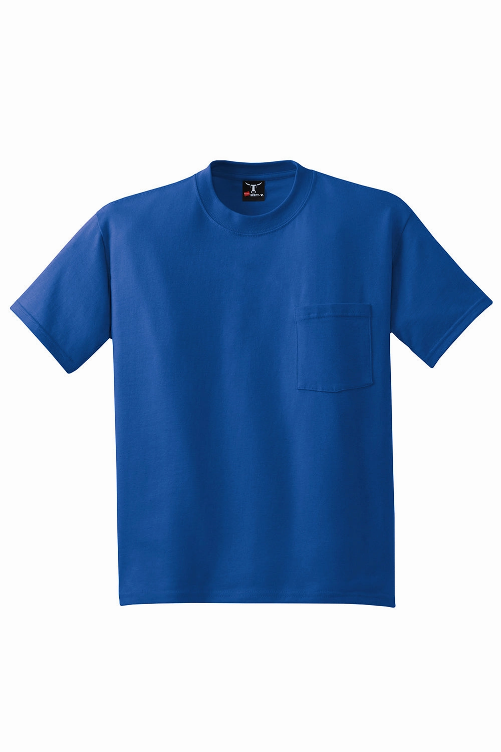 Hanes Mens Beefy-T Short Sleeve Crewneck T-Shirt w/ Pocket - Deep Royal Blue