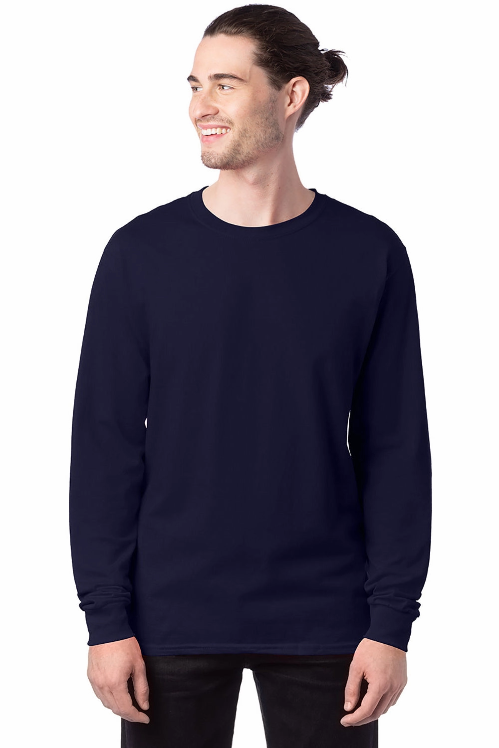 Hanes Mens ComfortSoft Long Sleeve Crewneck T-Shirt - Athletic Navy Blue