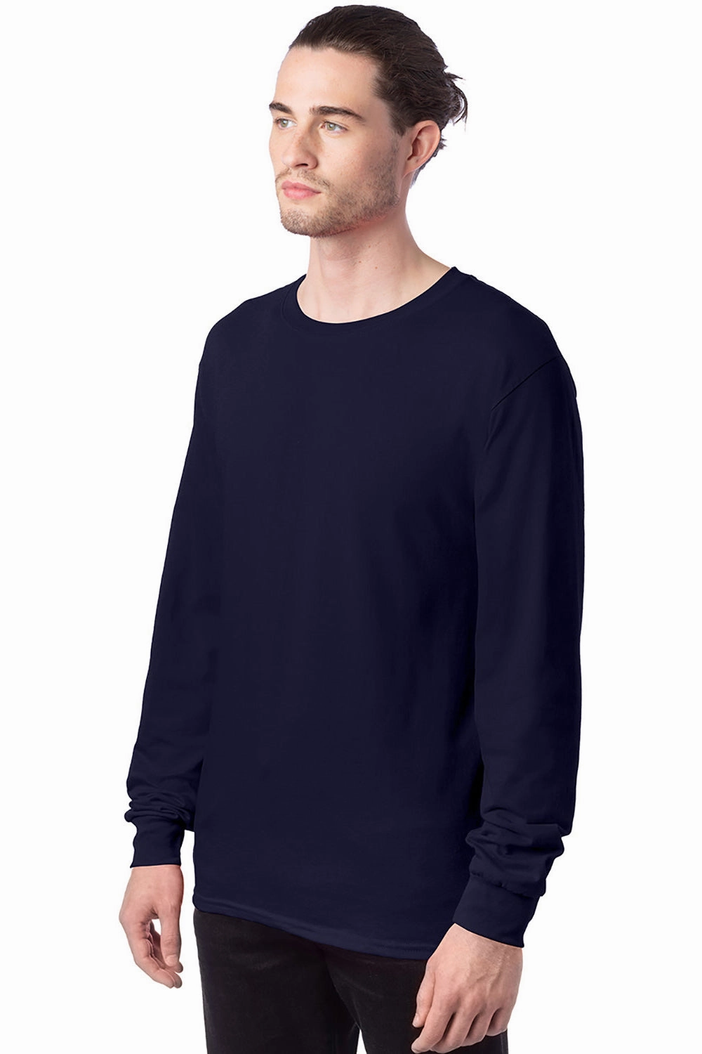 Hanes Mens ComfortSoft Long Sleeve Crewneck T-Shirt - Athletic Navy Blue