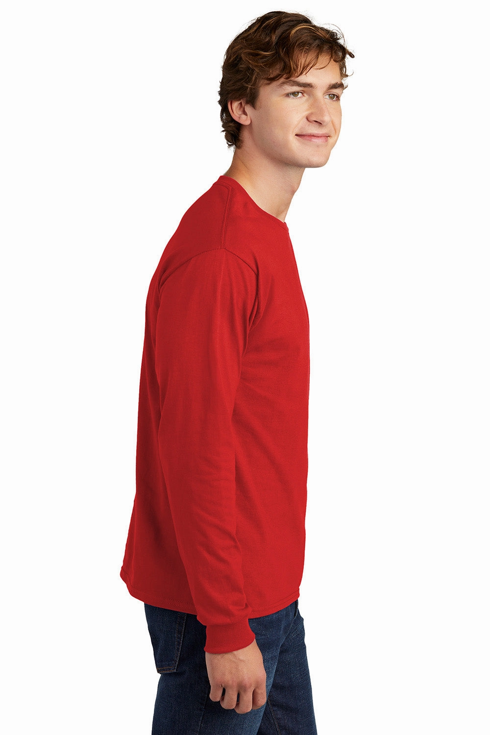 Hanes Mens ComfortSoft Long Sleeve Crewneck T-Shirt - Athletic Red