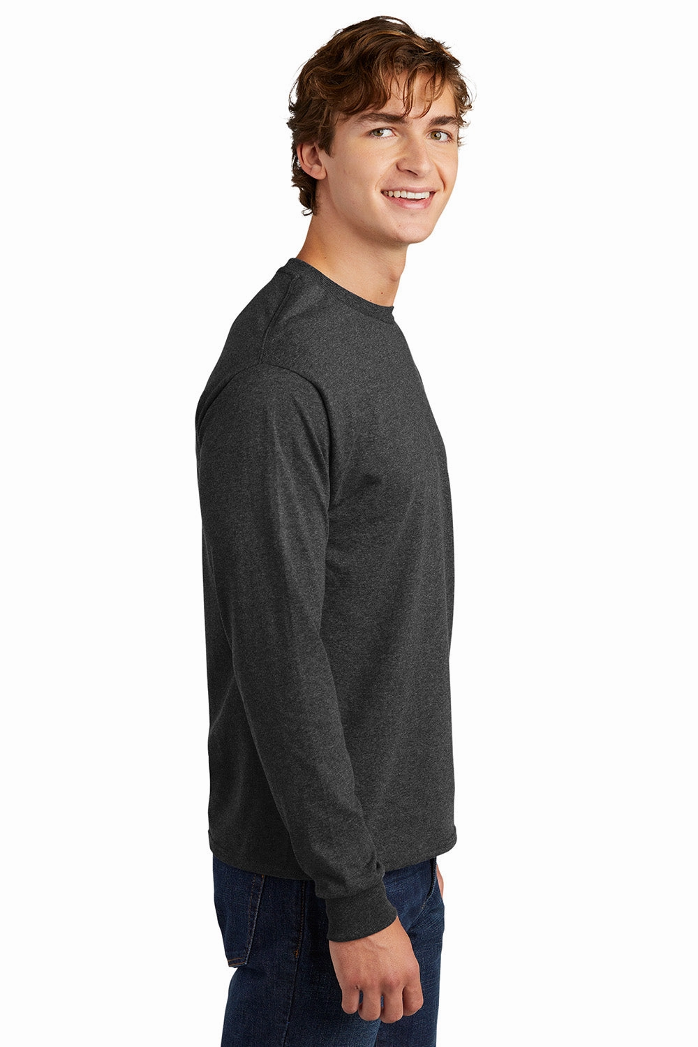 Hanes Mens ComfortSoft Long Sleeve Crewneck T-Shirt - Heather Charcoal Grey
