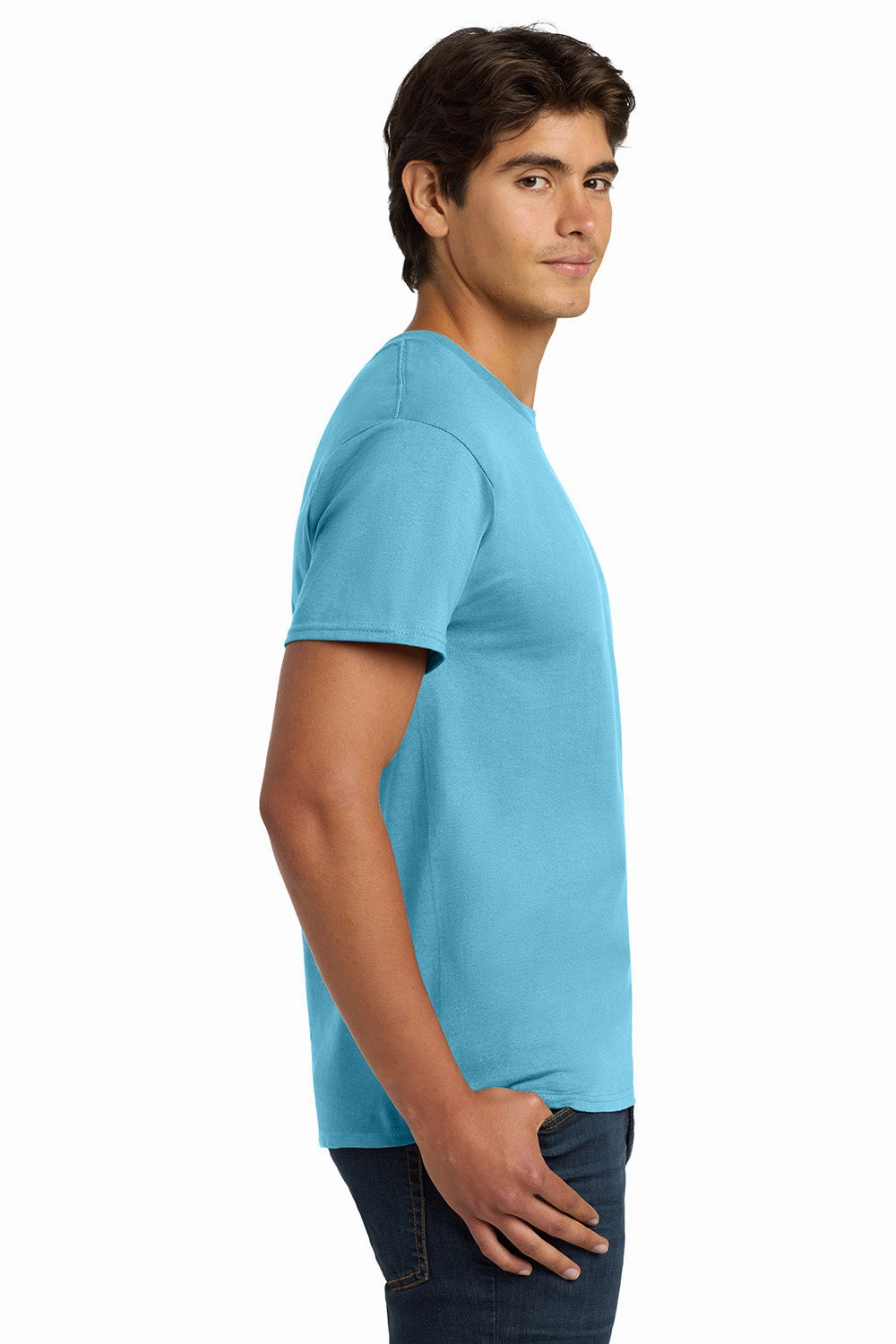 Hanes Mens ComfortSoft Short Sleeve Crewneck T-Shirt - Aquatic Blue