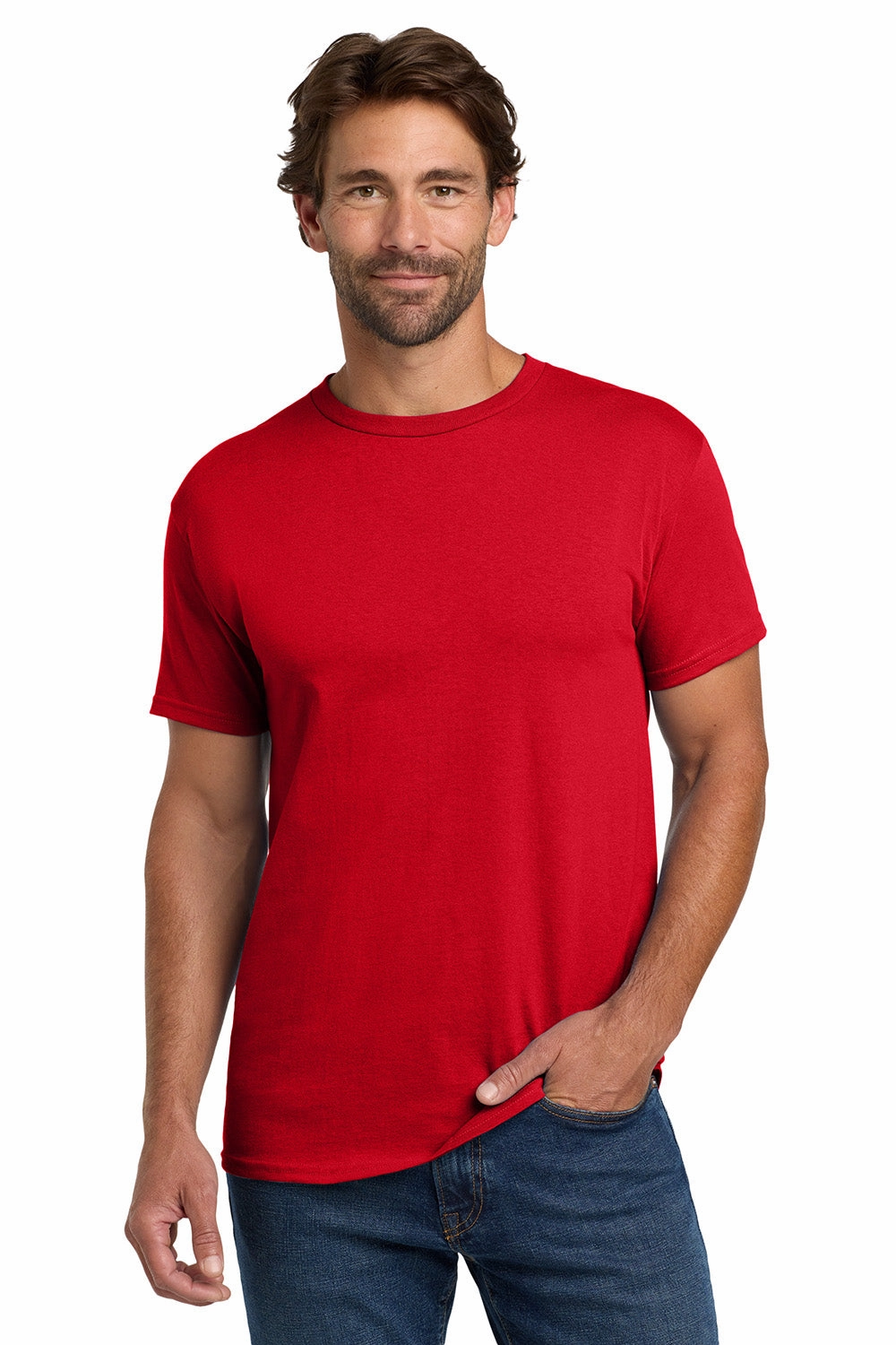Hanes Mens ComfortSoft Short Sleeve Crewneck T-Shirt - Athletic Red