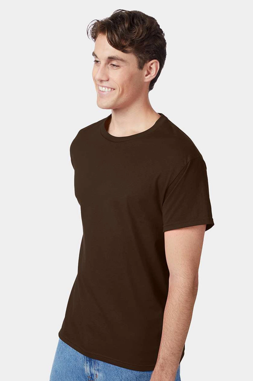 Hanes Mens ComfortSoft Short Sleeve Crewneck T-Shirt - Dark Chocolate Brown