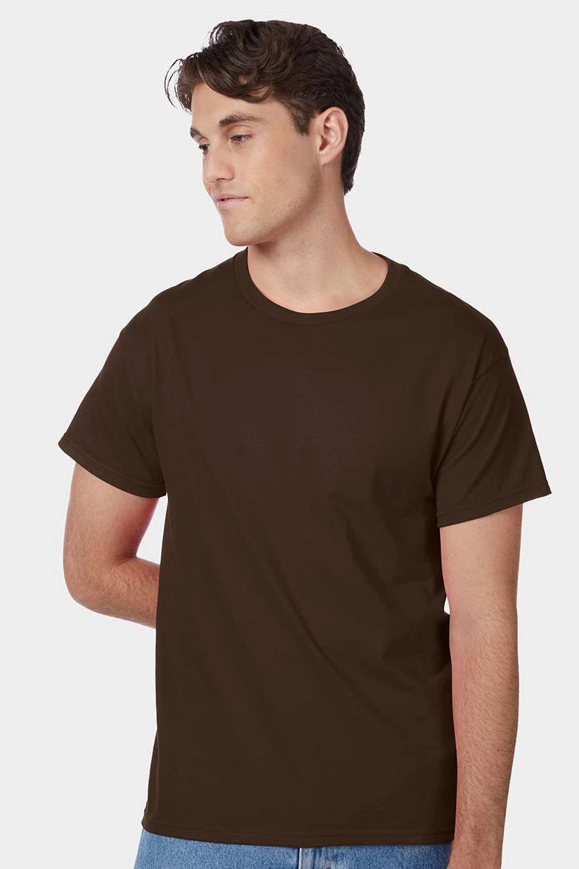 Hanes Mens ComfortSoft Short Sleeve Crewneck T-Shirt - Dark Chocolate Brown