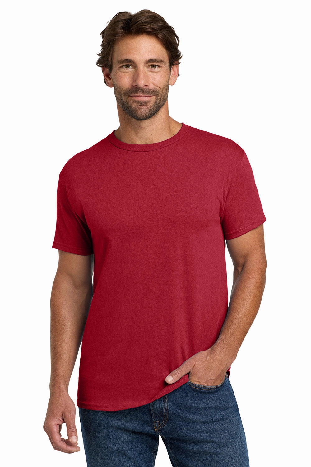 Hanes Mens ComfortSoft Short Sleeve Crewneck T-Shirt - Deep Red