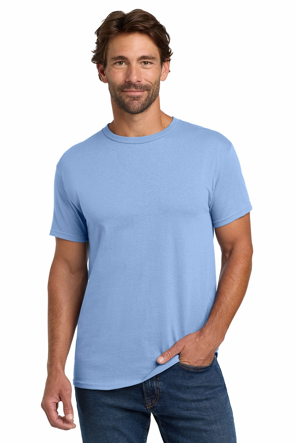 Hanes Mens ComfortSoft Short Sleeve Crewneck T-Shirt - Light Blue