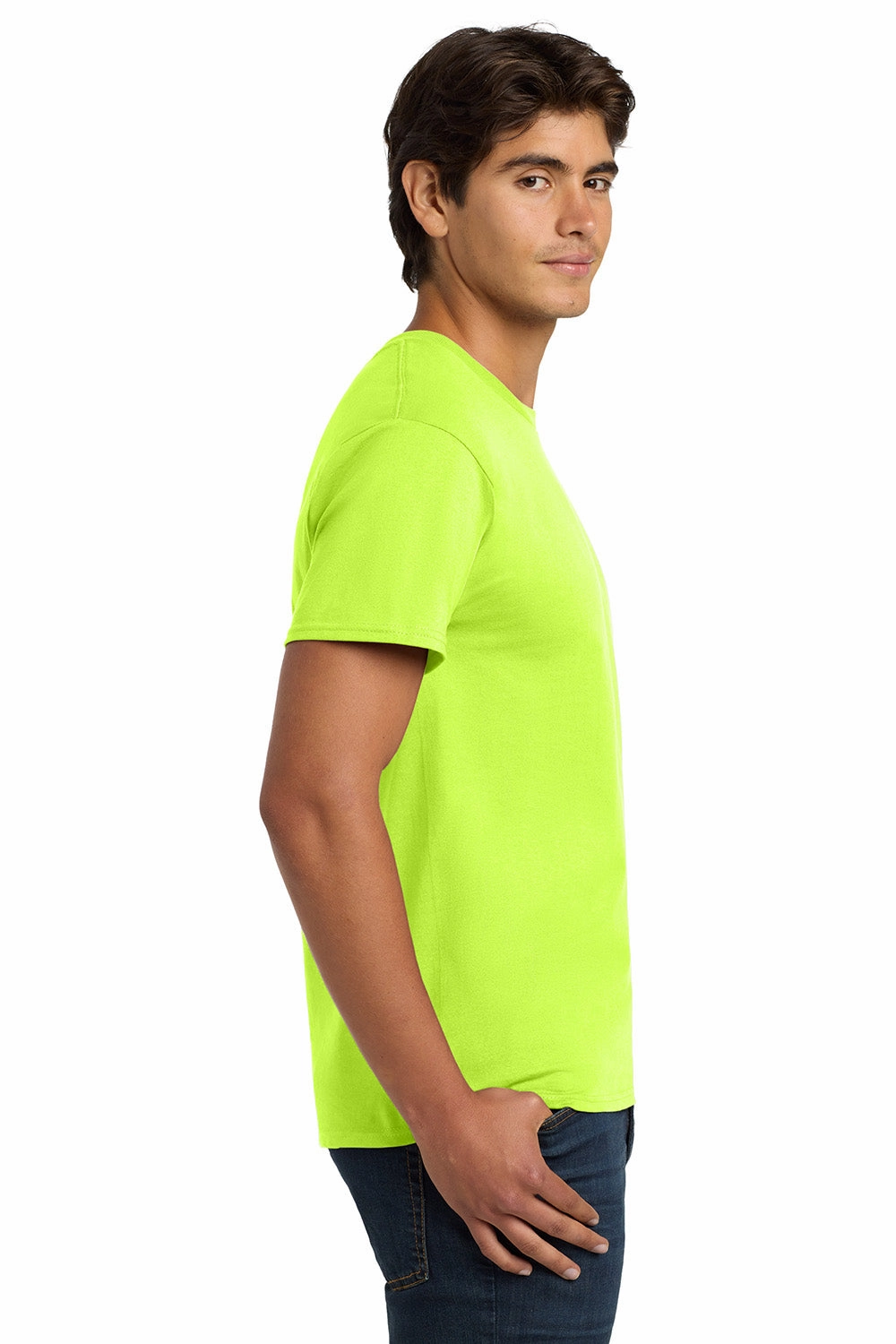 Hanes Mens ComfortSoft Short Sleeve Crewneck T-Shirt - Safety Green