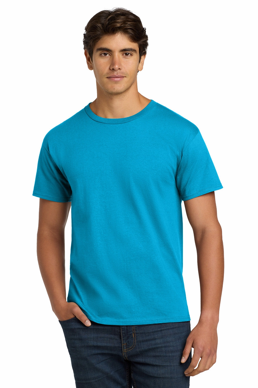Hanes Mens ComfortSoft Short Sleeve Crewneck T-Shirt - Teal Blue