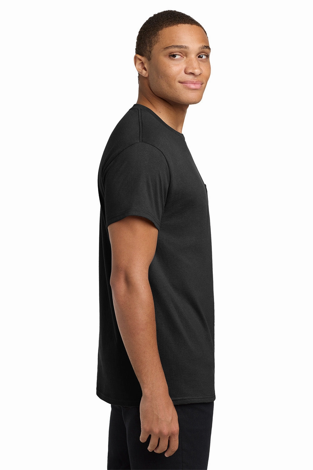 Hanes Mens ComfortSoft Short Sleeve Crewneck T-Shirt w/ Pocket - Black