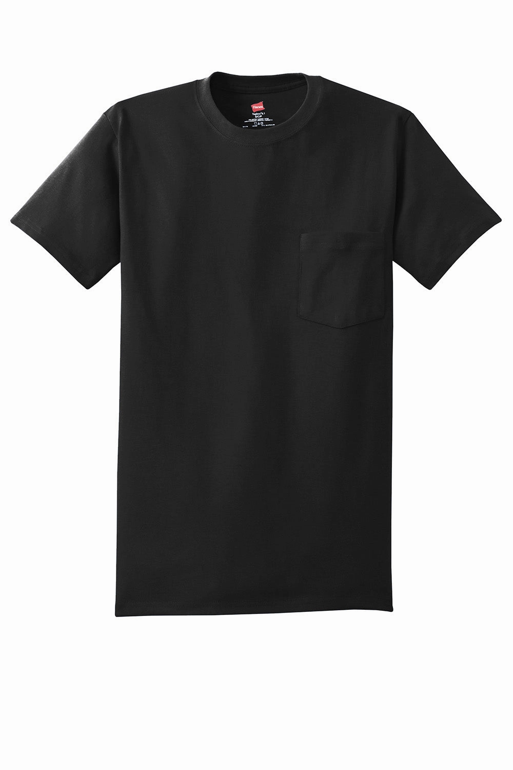 Hanes Mens ComfortSoft Short Sleeve Crewneck T-Shirt w/ Pocket - Black