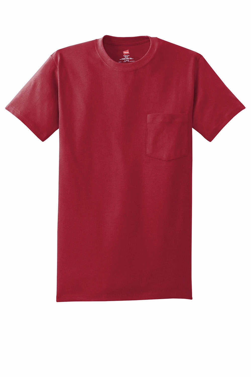Hanes Mens ComfortSoft Short Sleeve Crewneck T-Shirt w/ Pocket - Deep Red