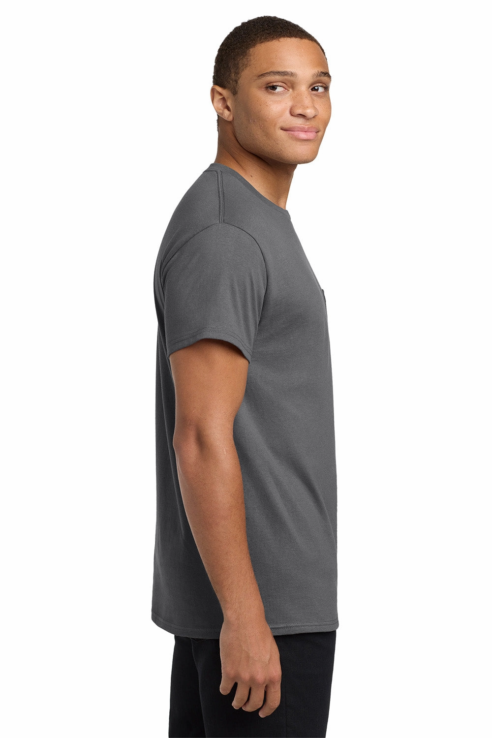 Hanes Mens ComfortSoft Short Sleeve Crewneck T-Shirt w/ Pocket - Smoke Grey