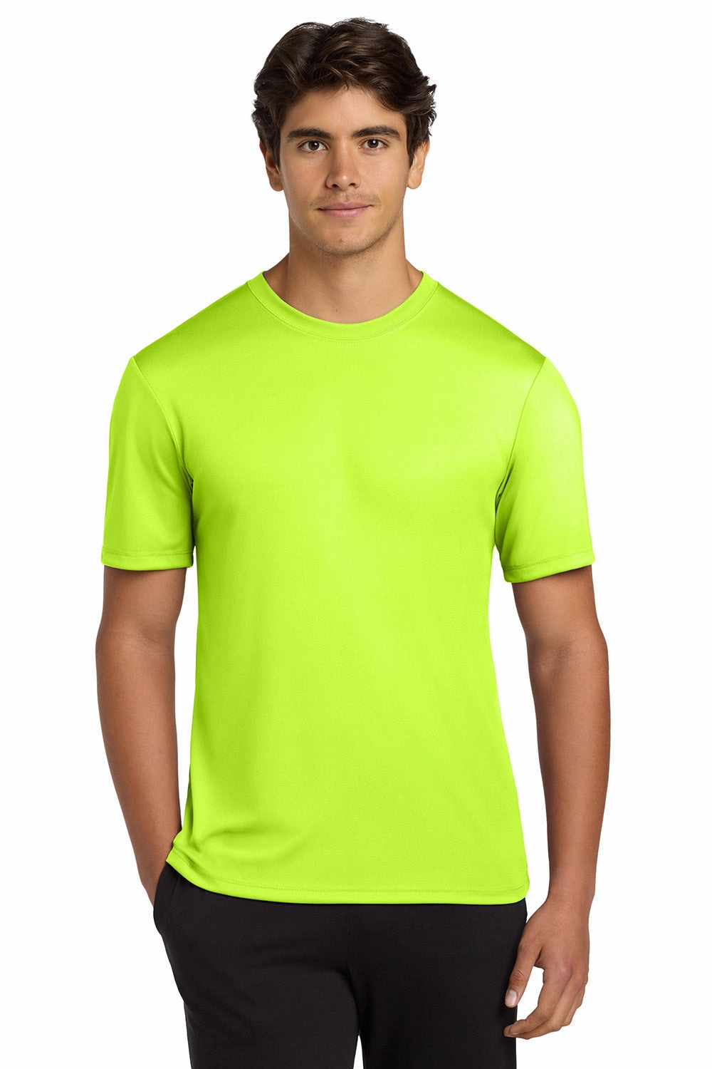 Hanes Mens Cool DRI FreshIQ Moisture Wicking Short Sleeve Crewneck T-Shirt - Safety Green
