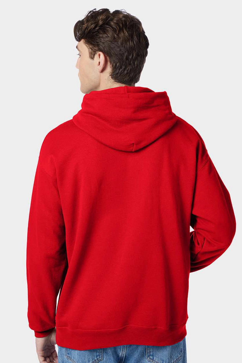 Hanes Mens EcoSmart Print Pro XP Pill Resistant Hooded Sweatshirt Hoodie w/ Pouch Pocket - Athletic Red
