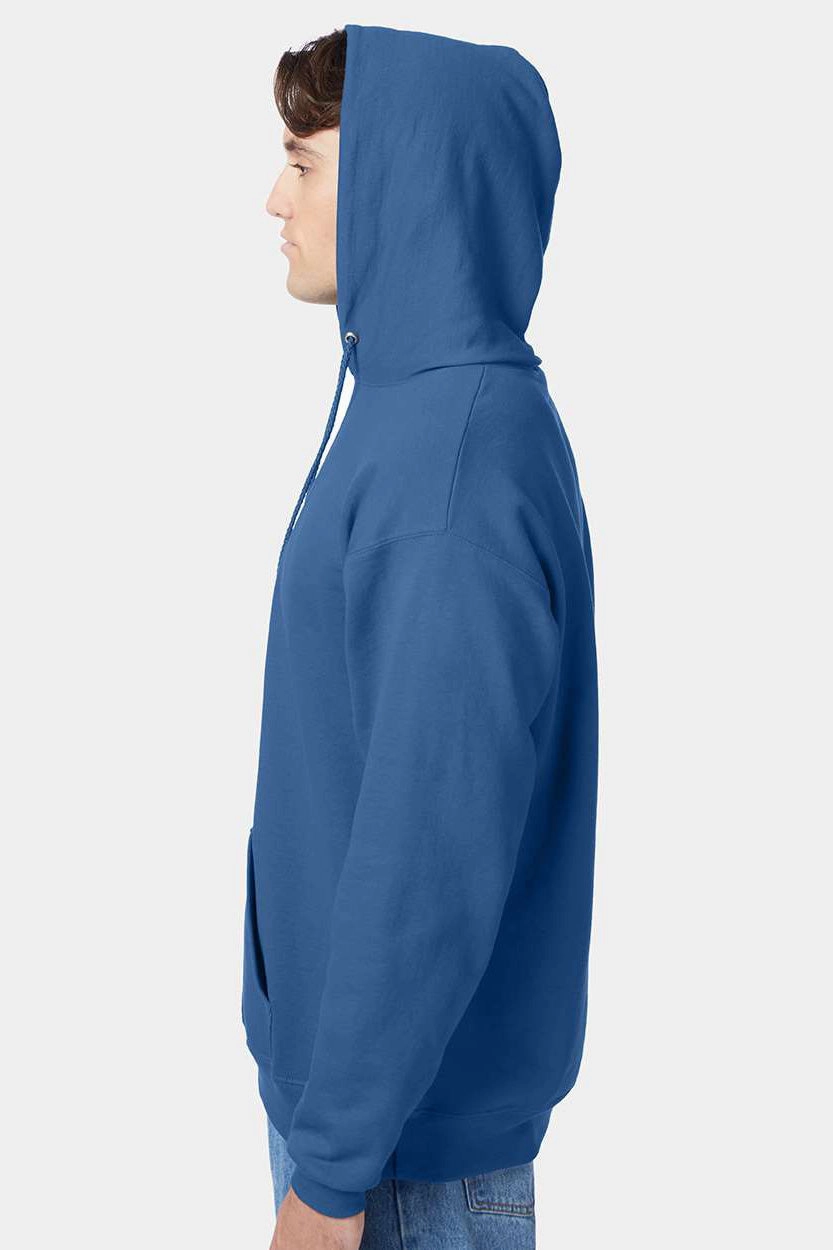 Hanes Mens EcoSmart Print Pro XP Pill Resistant Hooded Sweatshirt Hoodie w/ Pouch Pocket - Denim Blue