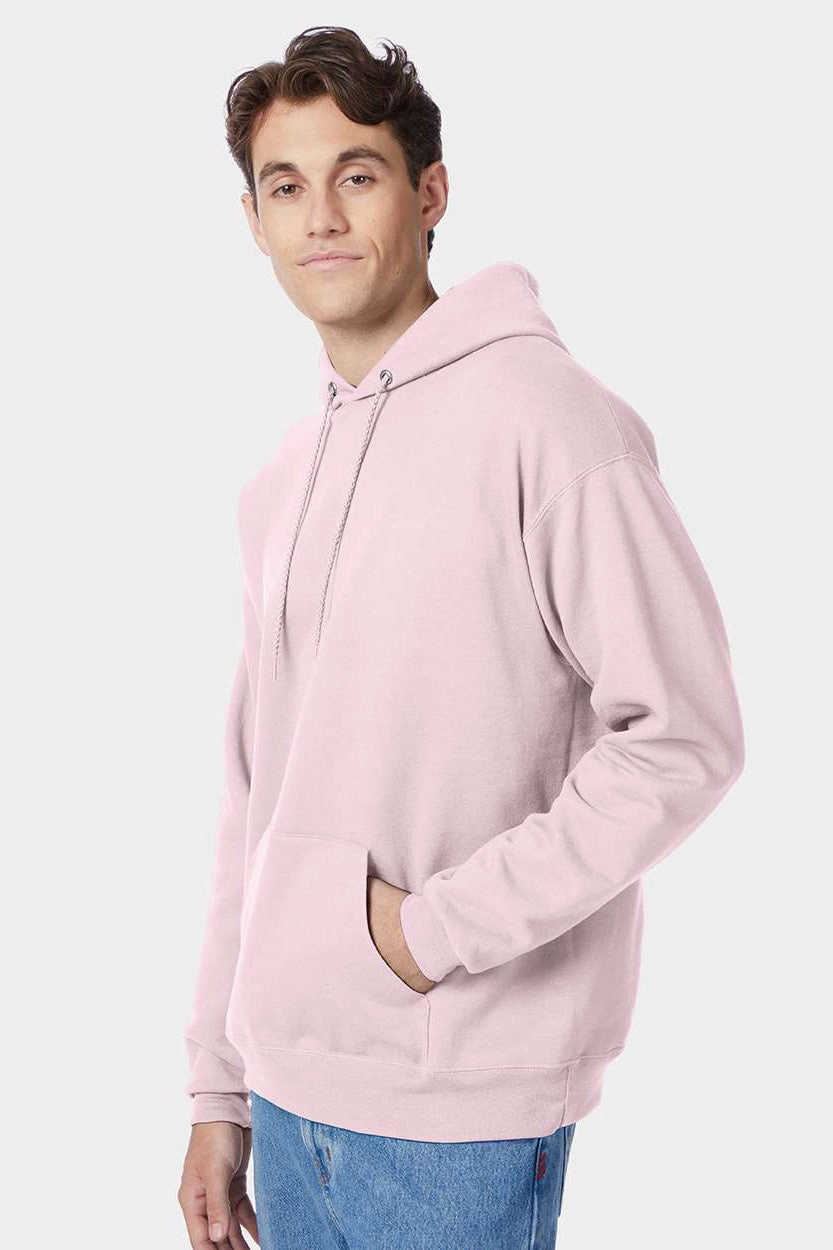 Hanes Mens EcoSmart Print Pro XP Pill Resistant Hooded Sweatshirt Hoodie w/ Pouch Pocket - Pale Pink