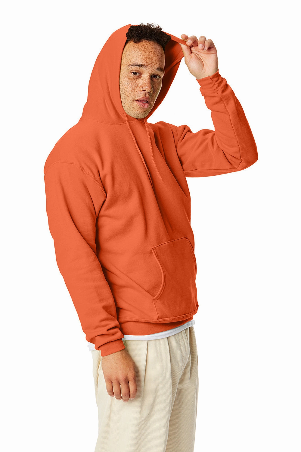 Hanes Mens EcoSmart Print Pro XP Pill Resistant Hooded Sweatshirt Hoodie w/ Pouch Pocket - Texas Orange