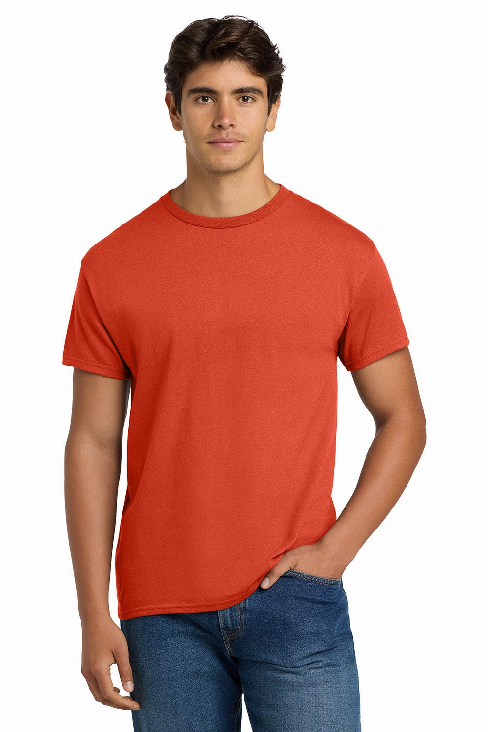 Hanes Mens EcoSmart Short Sleeve Crewneck T-Shirt - Orange