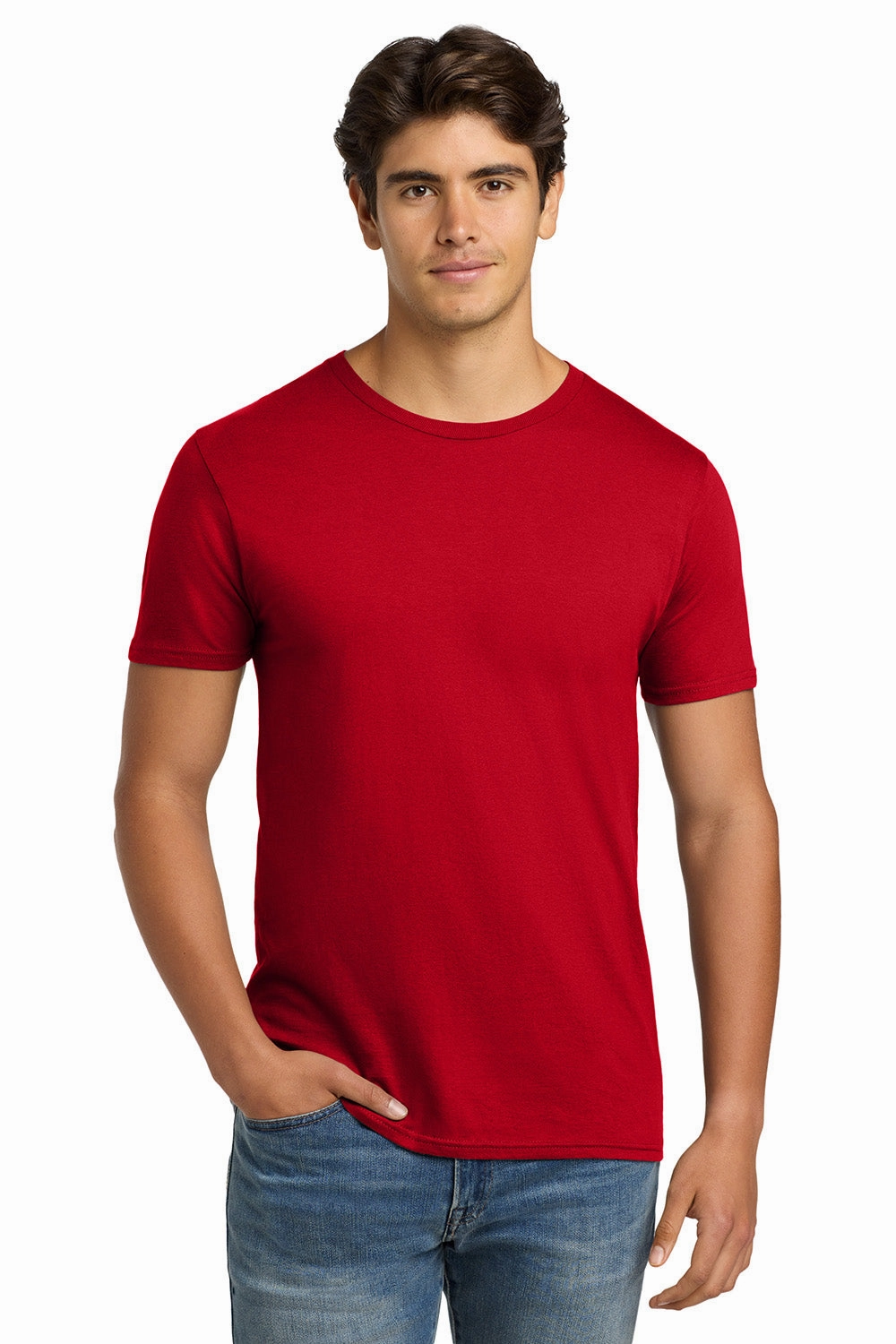 Hanes Mens Nano-T Short Sleeve Crewneck T-Shirt - Deep Red