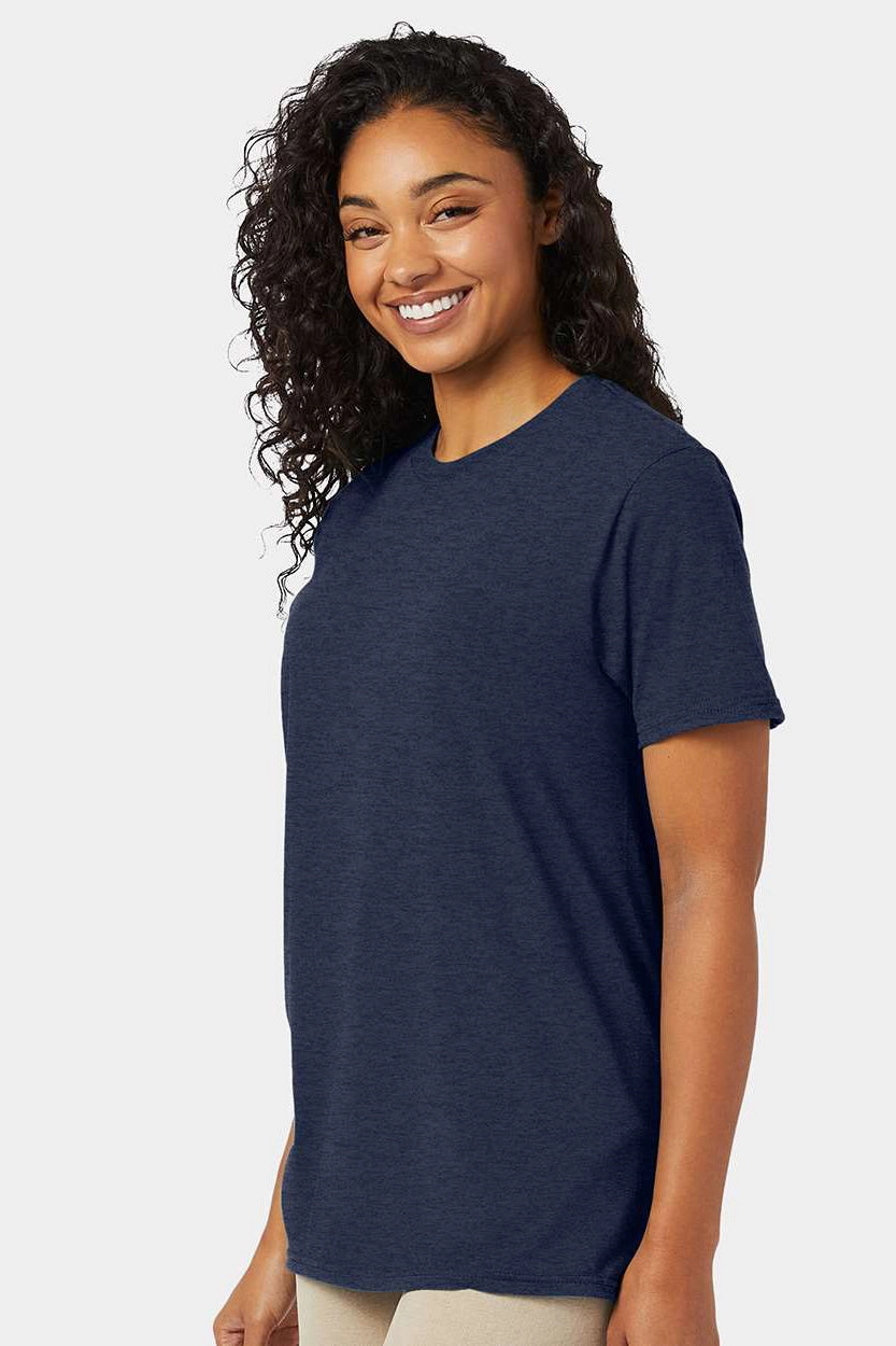 Hanes Mens Nano-T Short Sleeve Crewneck T-Shirt - Heather Navy Blue