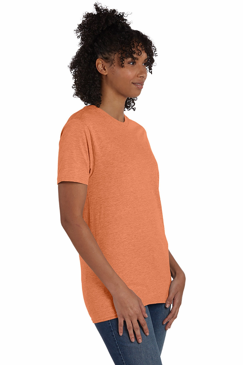 Hanes Mens Nano-T Short Sleeve Crewneck T-Shirt - Heather Pumpkin Orange