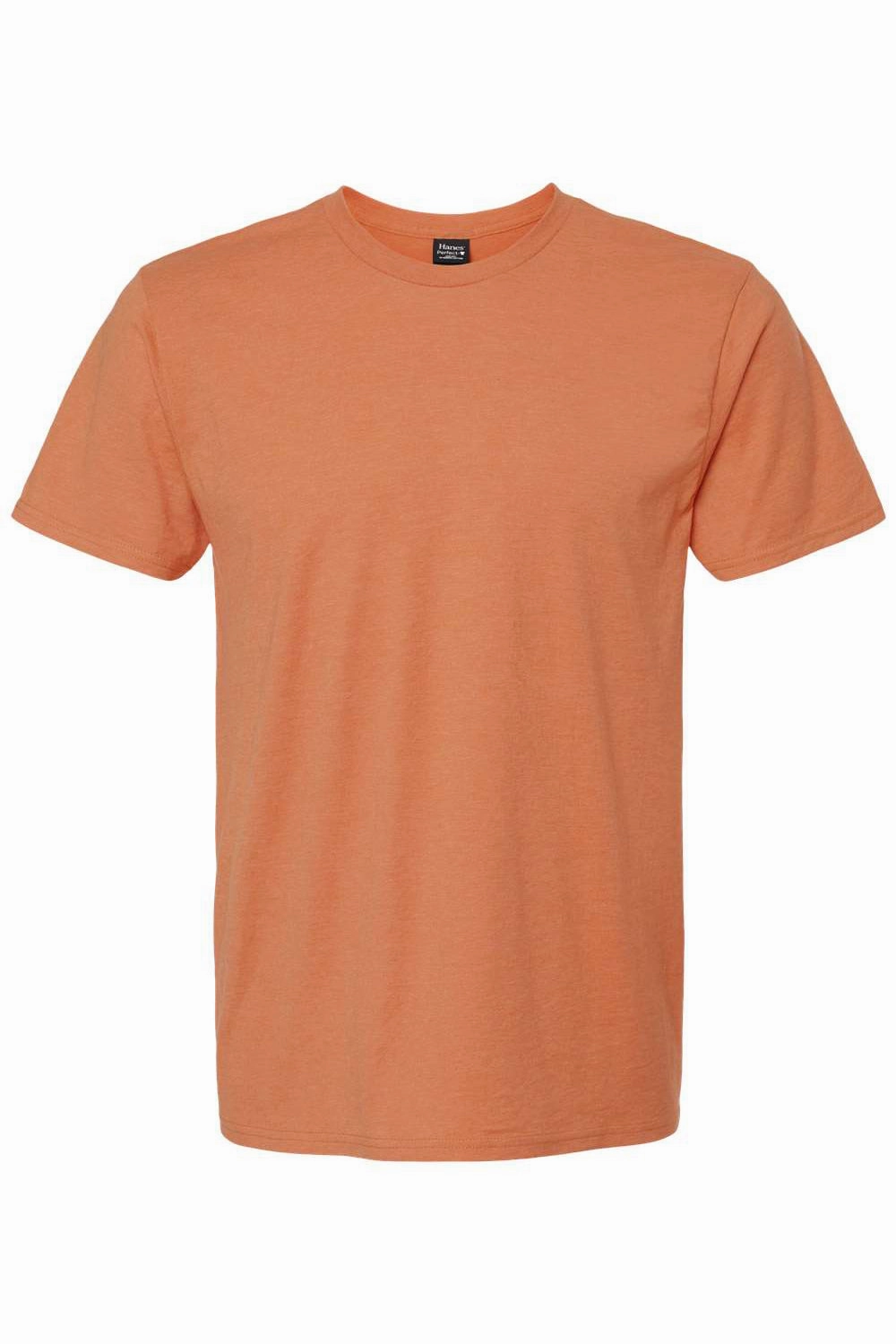 Hanes Mens Nano-T Short Sleeve Crewneck T-Shirt - Heather Pumpkin Orange