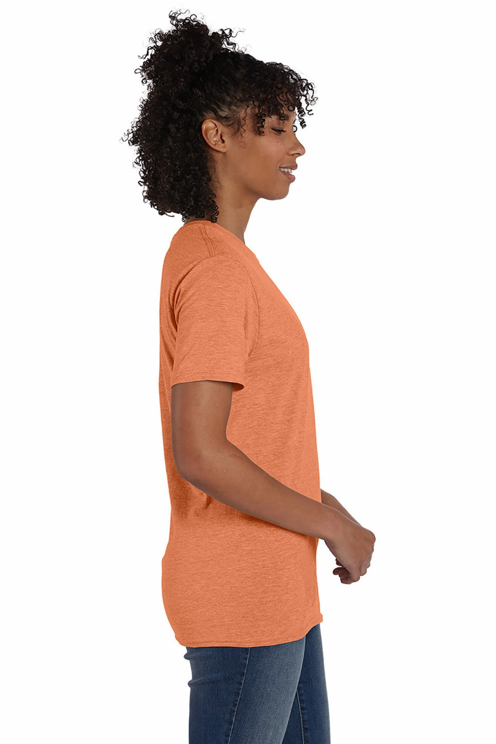 Hanes Mens Nano-T Short Sleeve Crewneck T-Shirt - Heather Pumpkin Orange