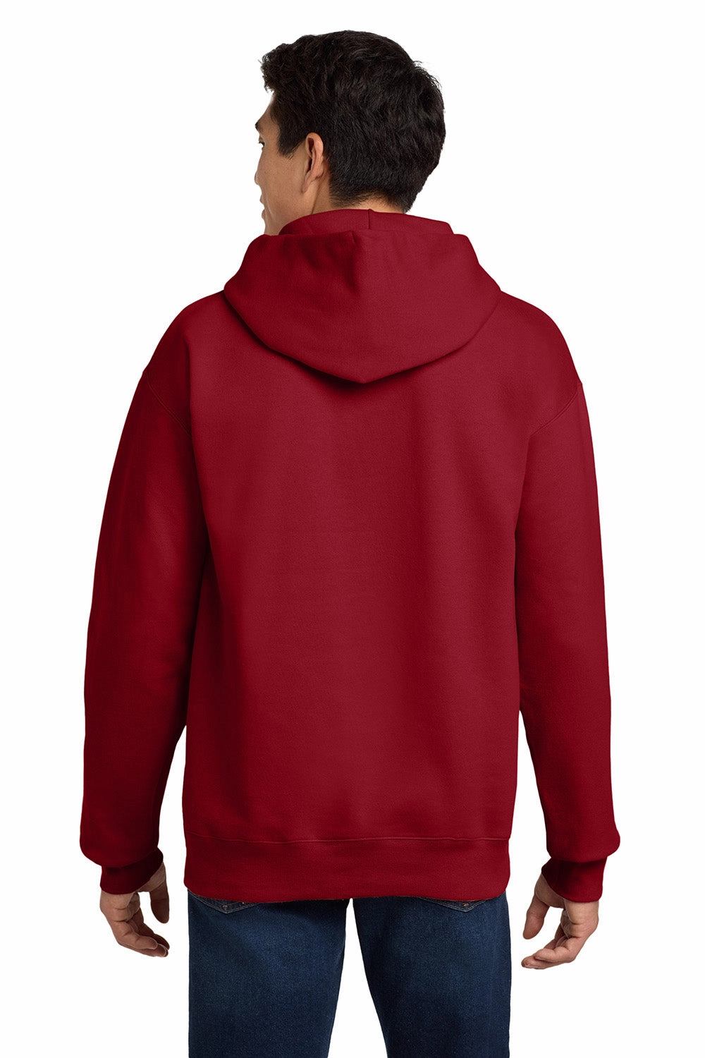 Hanes Mens Ultimate Cotton PrintPro XP Pill Resistant Hooded Sweatshirt Hoodie w/ Pouch Pocket - Deep Red