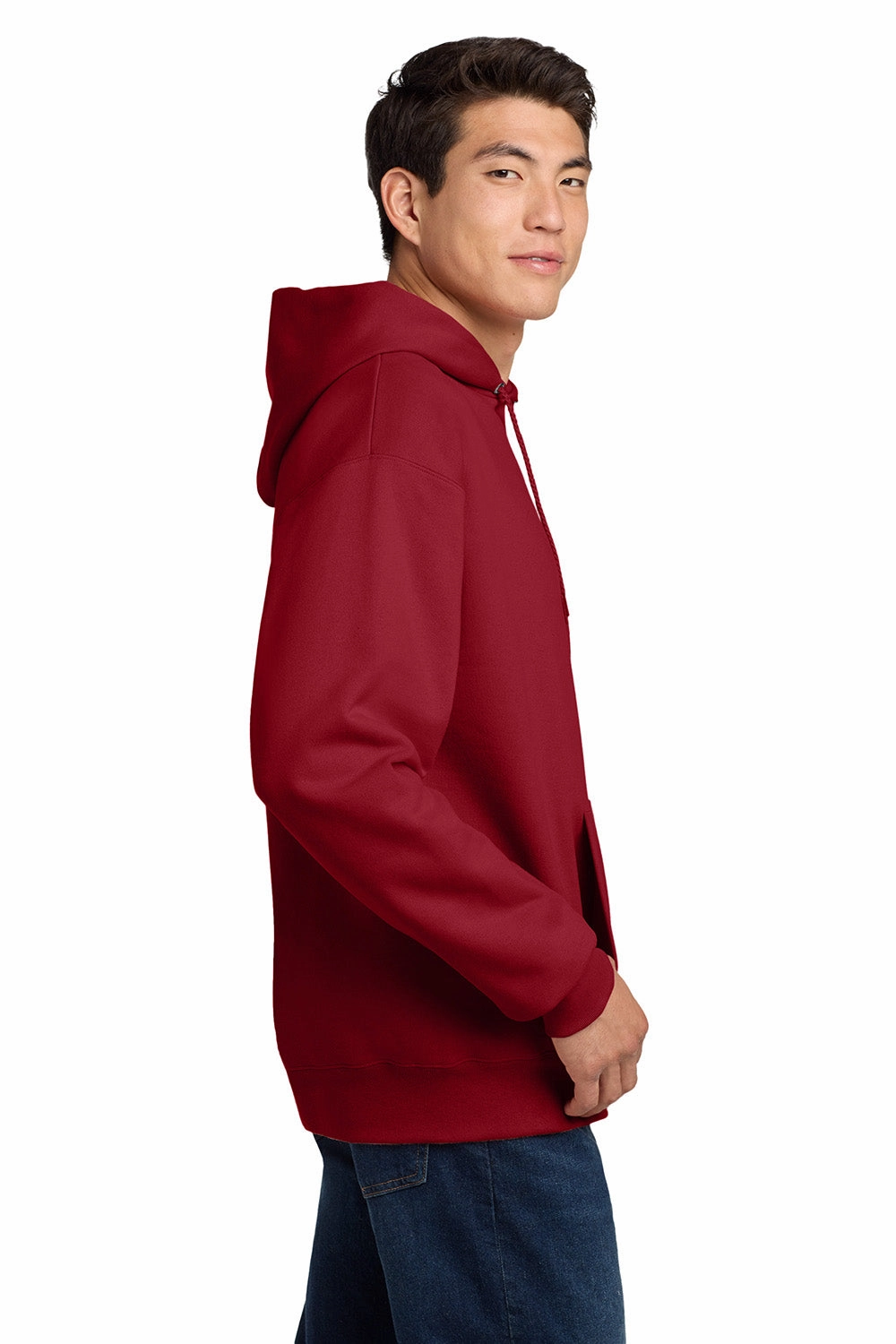 Hanes Mens Ultimate Cotton PrintPro XP Pill Resistant Hooded Sweatshirt Hoodie w/ Pouch Pocket - Deep Red