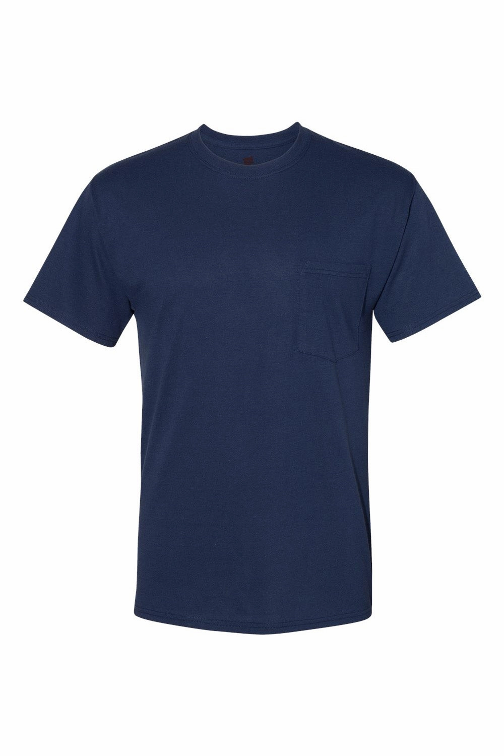 Hanes Mens Workwear UPF 50  Short Sleeve Crewneck T-Shirt w/ Pocket - Navy Blue