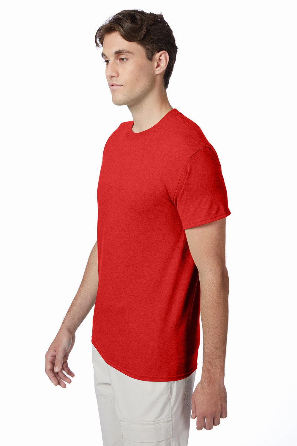Hanes Mens X-Temp FreshIQ Moisture Wicking Short Sleeve Crewneck T-Shirt - Heather Poppy Red