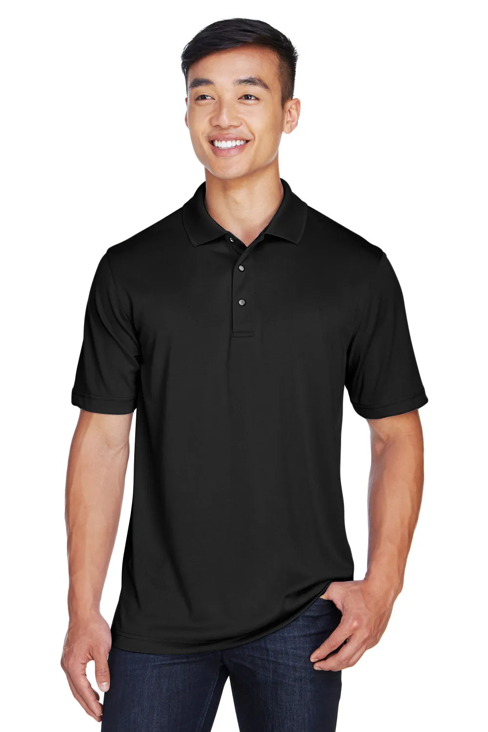 Harriton Mens Advantage Moisture Wicking Short Sleeve Polo Shirt - Black
