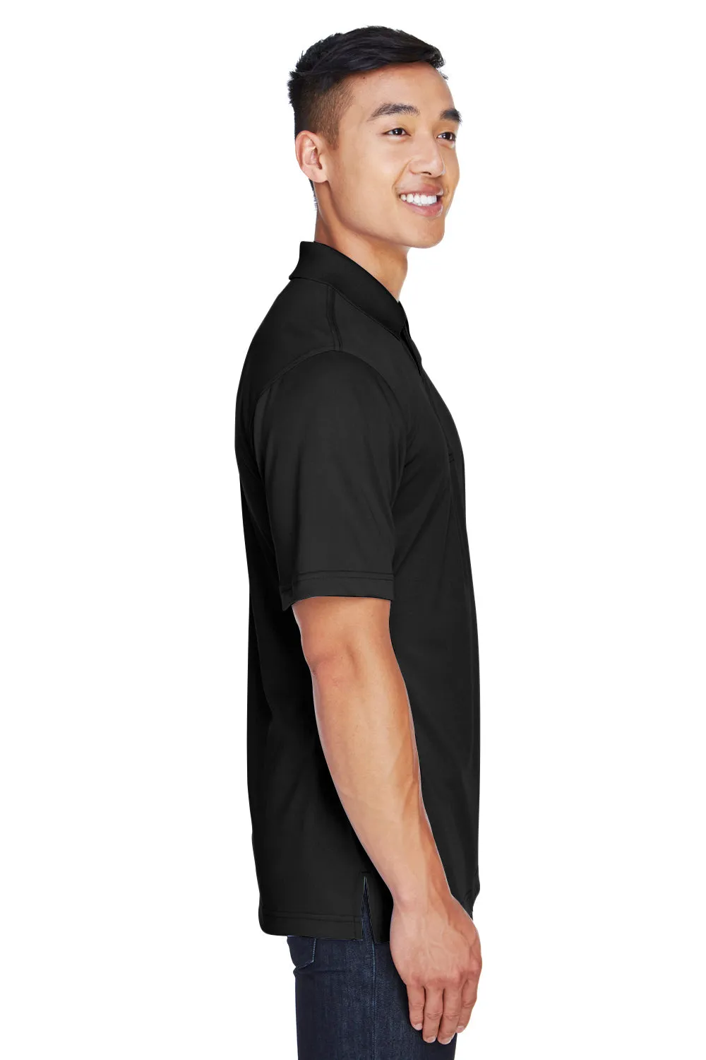 Harriton Mens Advantage Moisture Wicking Short Sleeve Polo Shirt - Black