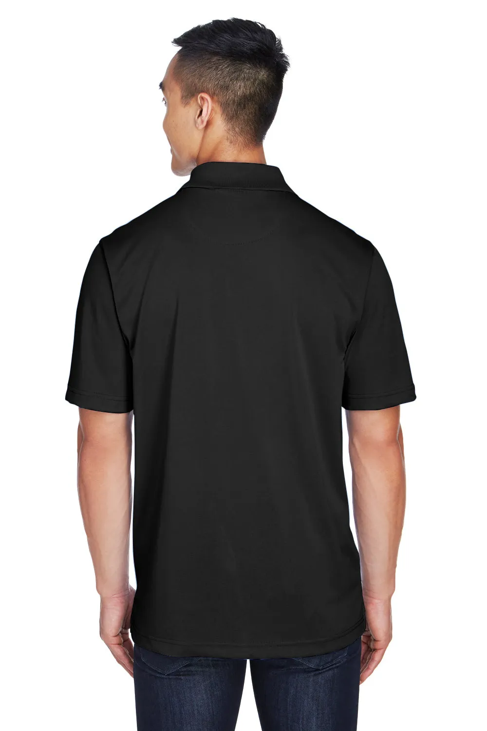 Harriton Mens Advantage Moisture Wicking Short Sleeve Polo Shirt - Black
