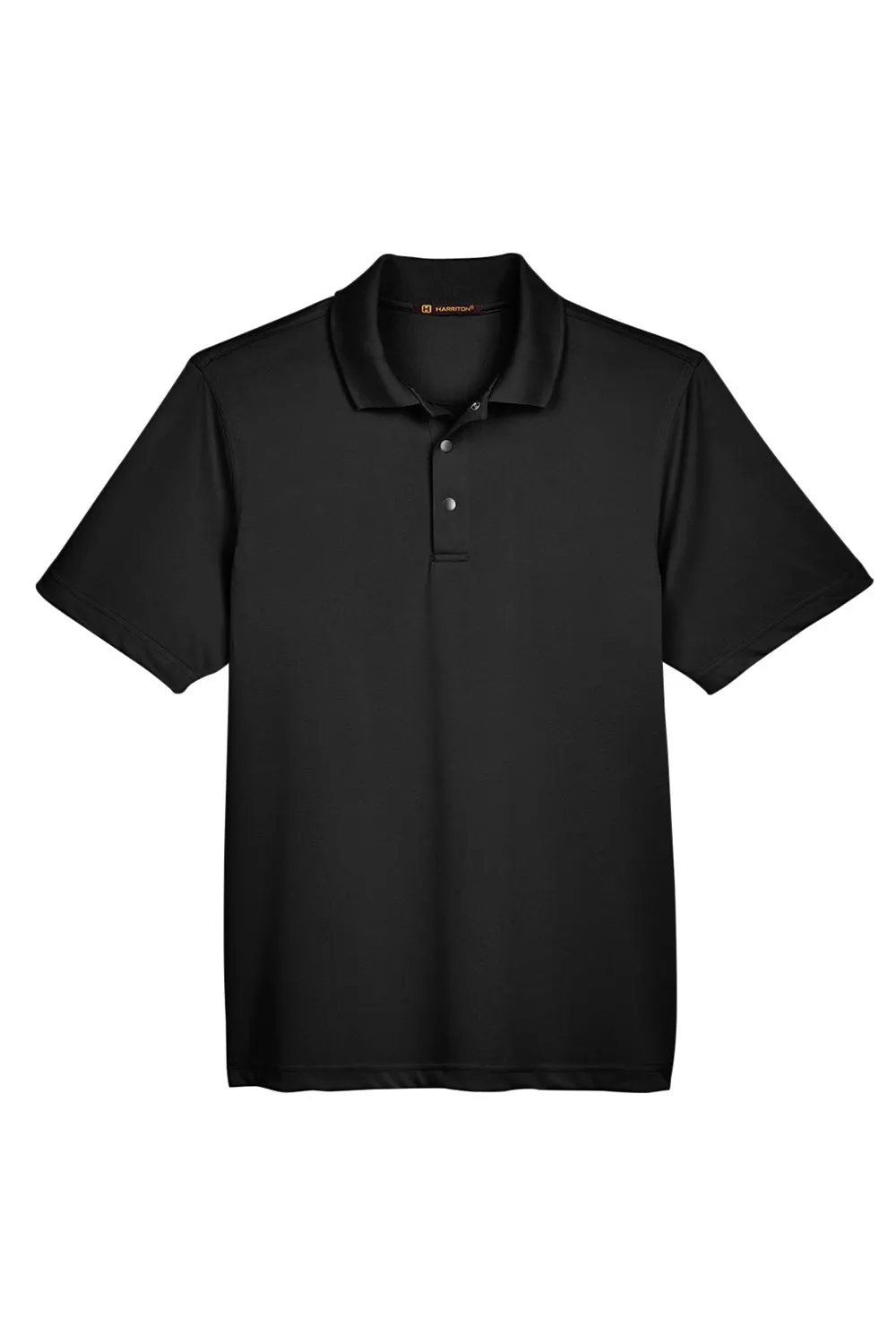 Harriton Mens Advantage Moisture Wicking Short Sleeve Polo Shirt - Black