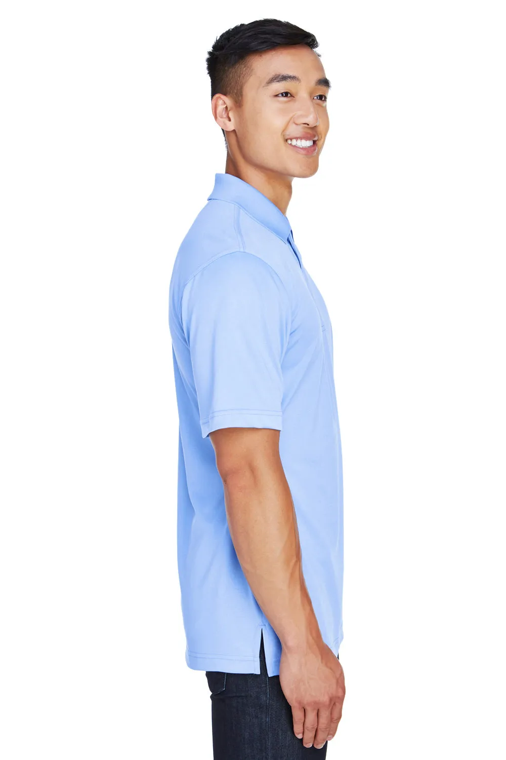 Harriton Mens Advantage Moisture Wicking Short Sleeve Polo Shirt - Industry Blue