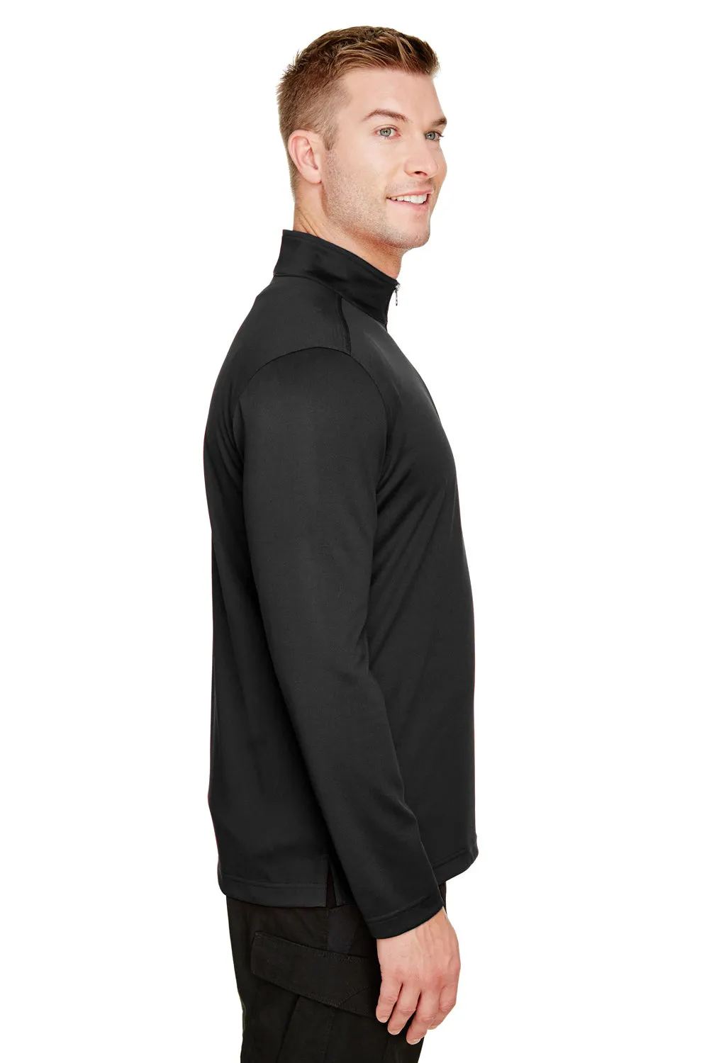 Harriton Mens Advantage Performance Moisture Wicking 1/4 Zip Sweatshirt - Black