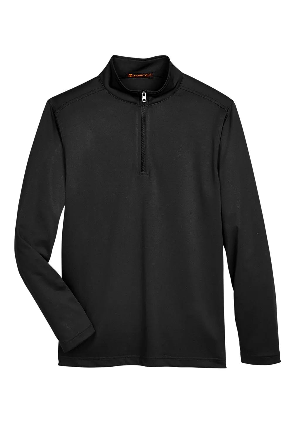 Harriton Mens Advantage Performance Moisture Wicking 1/4 Zip Sweatshirt - Black