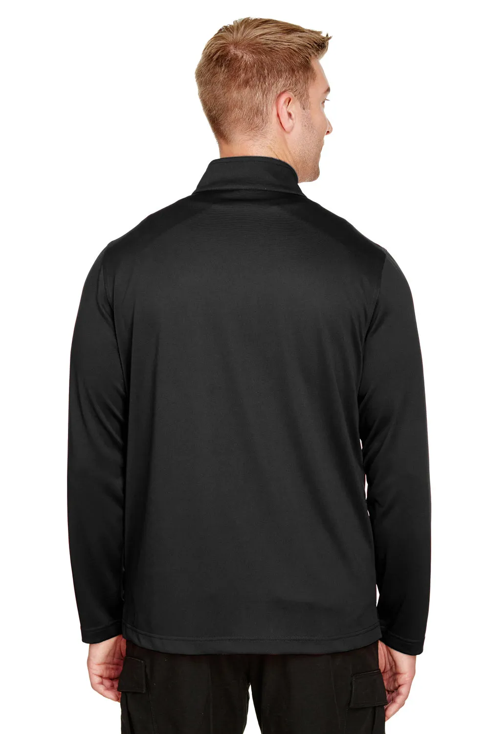 Harriton Mens Advantage Performance Moisture Wicking 1/4 Zip Sweatshirt - Black